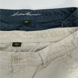 Eddie Bauer Women's Chino Shorts - Navy and Beige size 10